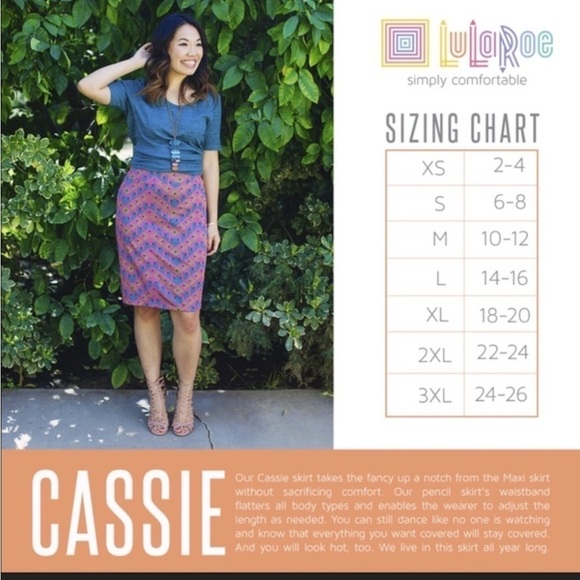 LulaRoe Cassie Pencil Skirt Stretchy High Wide Waist  Adjustable Sizes S-M 6-8 - Picture 9 of 11